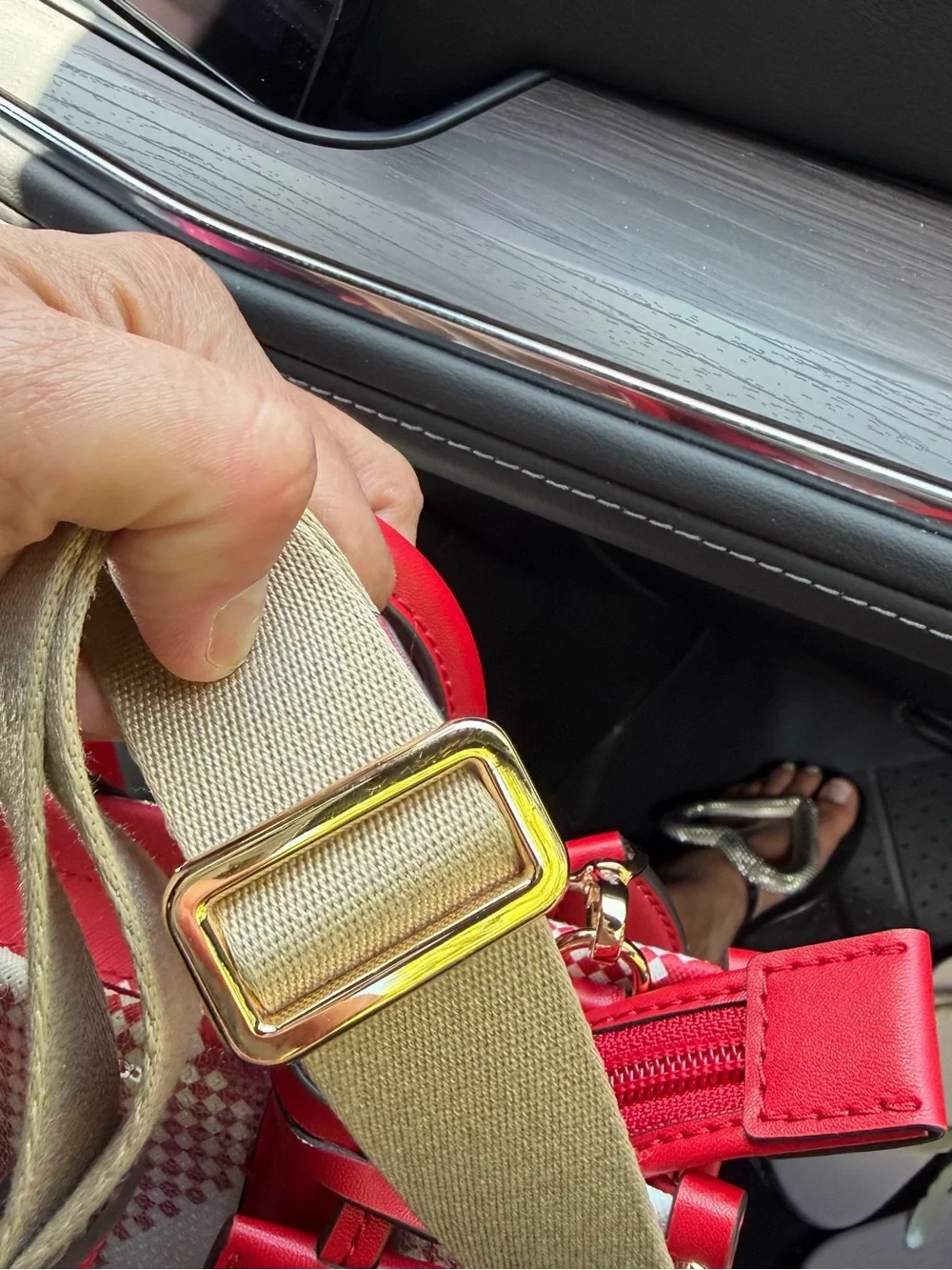 Michael Kors Red and Cream Mini Satchel with Gold Hardware